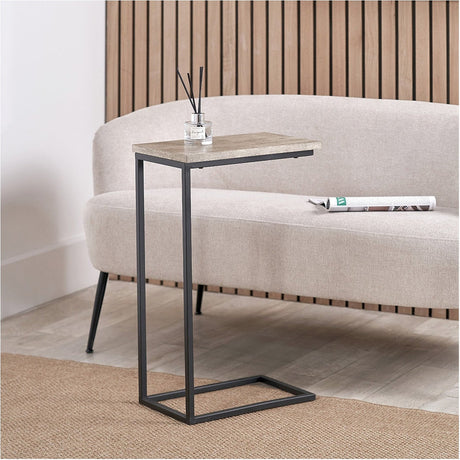 Soho Concrete Effect & Black Metal Supper Side Table - 65cm