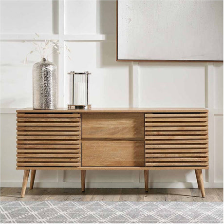 Larvik Eucalyptus Wood 2 Door Drawer Sideboard - 63cm