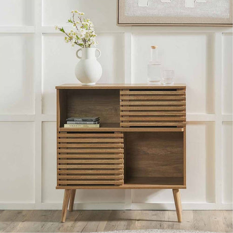 Larvik Eucalyptus Wood 2 Door Shelf Shelving Unit - 84cm
