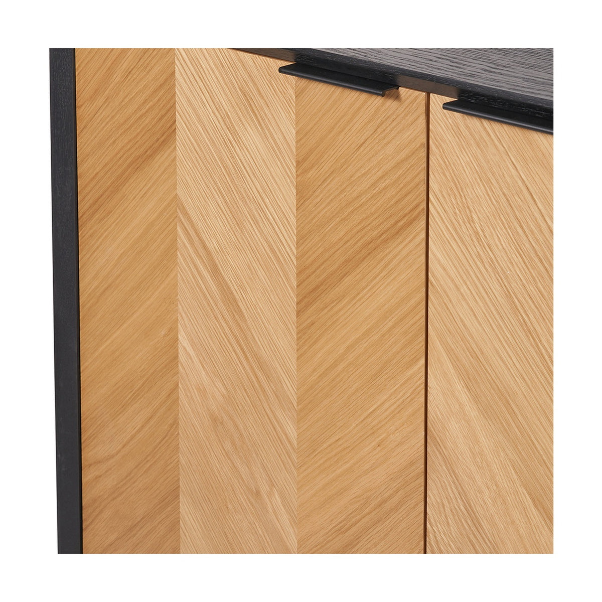 Hailee Black & Chevron Oak & Pine 2 Door Bar Cabinet - 100cm