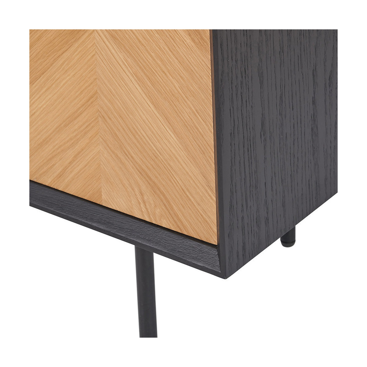Hailee Black & Chevron Oak & Pine 2 Door Bar Cabinet - 100cm