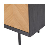 Hailee Black & Chevron Oak & Pine 2 Door Bar Cabinet - 100cm