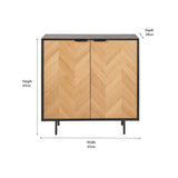 Hailee Black & Chevron Oak & Pine 2 Door Bar Cabinet - 100cm