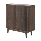 Raie Dark Brown Ribbed Oak & Pine 2 Door Bar Cabinet - 100cm