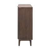 Raie Dark Brown Ribbed Oak & Pine 2 Door Bar Cabinet - 100cm