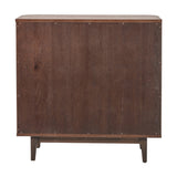 Raie Dark Brown Ribbed Oak & Pine 2 Door Bar Cabinet - 100cm