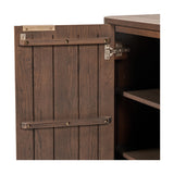 Raie Dark Brown Ribbed Oak & Pine 2 Door Bar Cabinet - 100cm