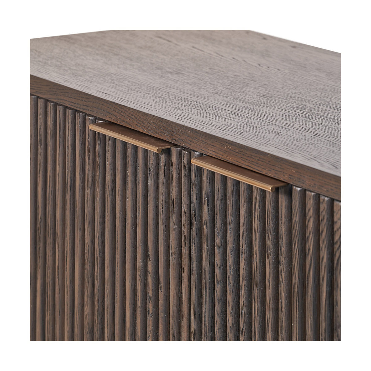 Raie Dark Brown Ribbed Oak & Pine 2 Door Bar Cabinet - 100cm