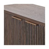 Raie Dark Brown Ribbed Oak & Pine 2 Door Bar Cabinet - 100cm