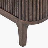 Raie Dark Brown Ribbed Oak & Pine 2 Door Bar Cabinet - 100cm