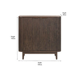 Raie Dark Brown Ribbed Oak & Pine 2 Door Bar Cabinet - 100cm
