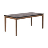 Gio Black & Acacia Dining Table with a rectangular black tabletop and angled natural wood legs, shown on a plain white background.
