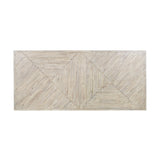 Marca dining table top in sand wash acacia wood with a chevron parquet pattern, rectangular shape, shown on a plain white background.