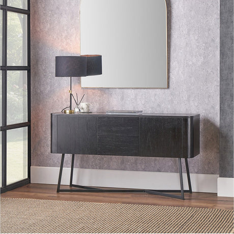 Ukiah Black Ash Veneer & Metal 2 Door Drawer Sideboard - 76cm