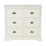 Croft Linen Pine 6 Drawer Unit, a white wooden chest of drawers with six cup-handled drawers in a 2x3 layout, shown on a plain white background.