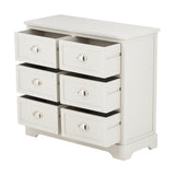 Croft Linen Pine 6 Drawer Unit, a white wooden chest of drawers with six open drawers and cup-style chrome handles, shown on a plain white background.