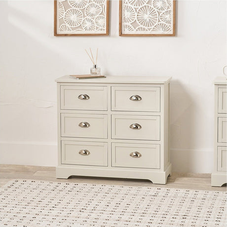 Croft Linen Pine 6 Drawer Unit - 70cm