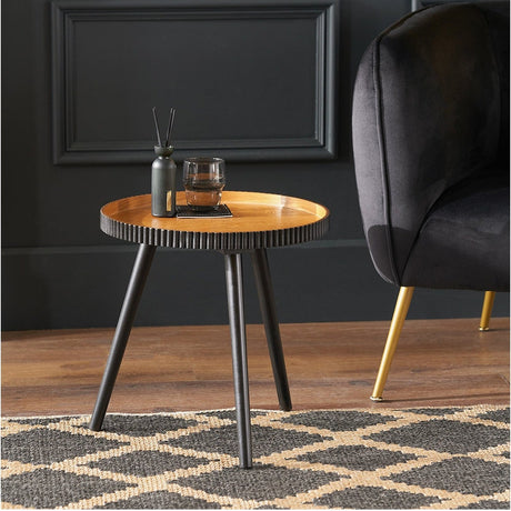 Hammond Natural & Black Pine Side Table - 41cm