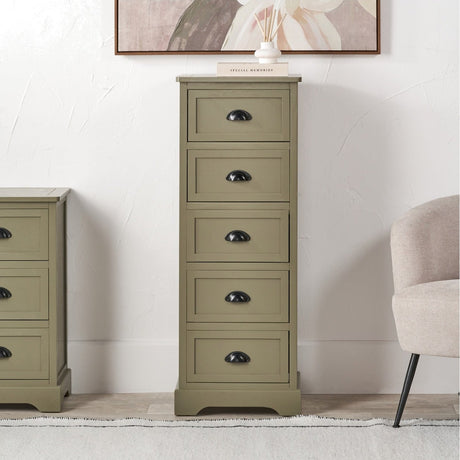 Croft Olive Pine 5 Drawer Unit - 108cm
