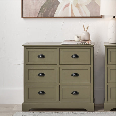 Croft Olive Pine 6 Drawer Unit - 70cm