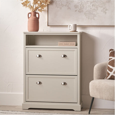 Croft Linen Pine Shoe Storage Shelving Unit - 106cm