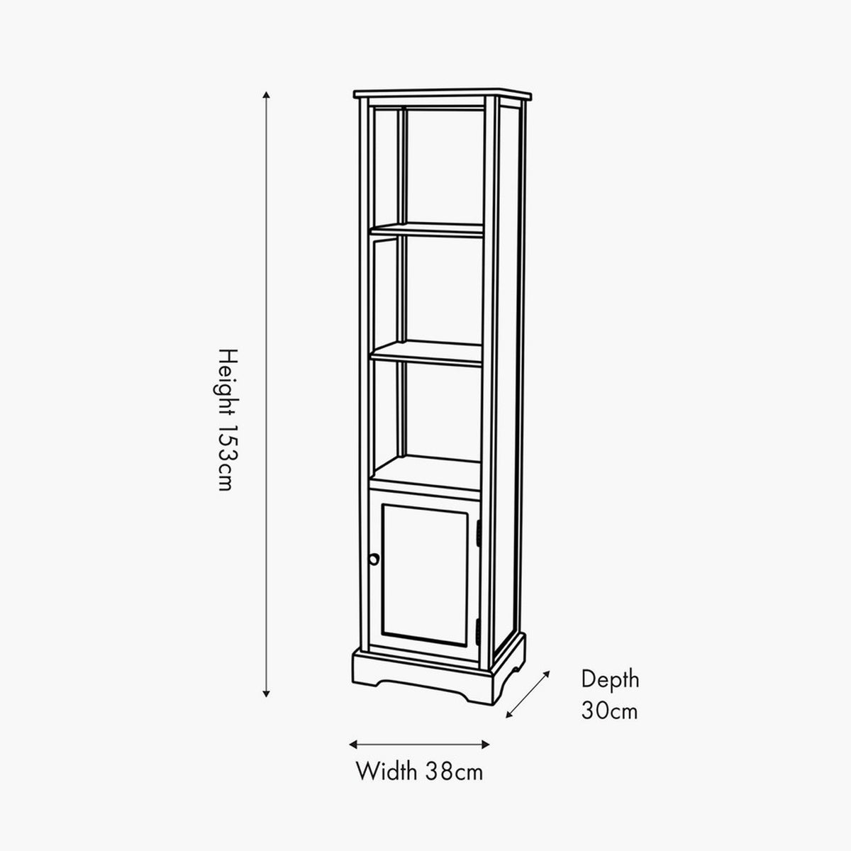 Croft Linen Pine Slim 1 Door 3 Shelf Shelving Unit - 153cm