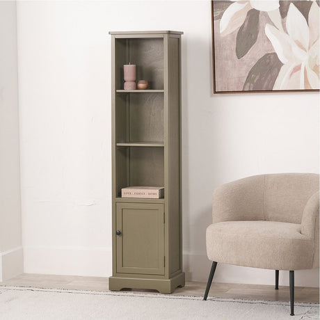 Croft Olive Pine Slim 1 Door 3 Shelf Shelving Unit - 153cm