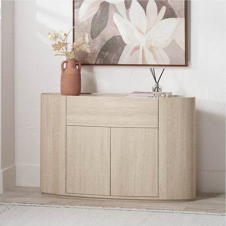 Tivoli Travertine Effect Veneer 1 Drawer, 2 Door Sideboard - 76cm