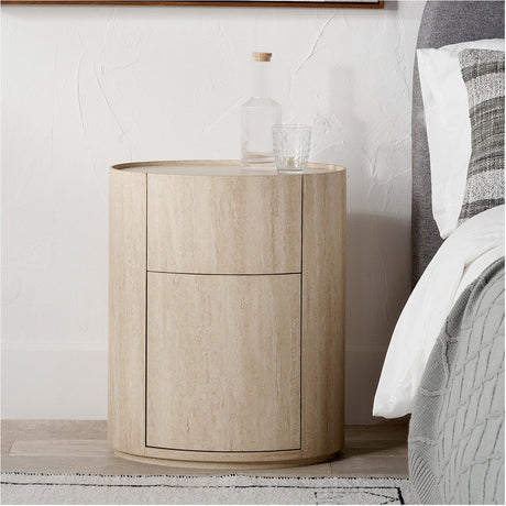 Tivoli Travertine Effect Veneer 1 Drawer, Door Unit Side Table - 60cm