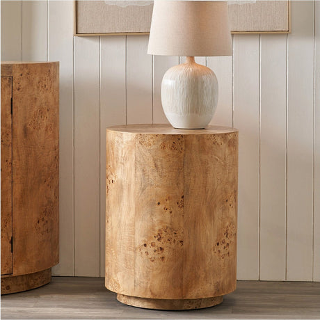 Newborough Burr Wood Effect Side Table - 66cm