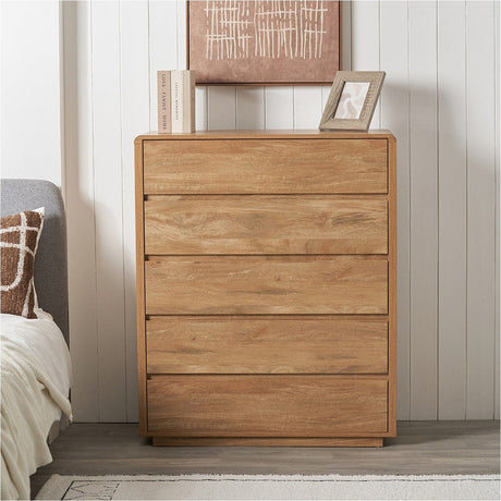Eversley Oak Effect Veneer 5 Drawer Unit - 116cm