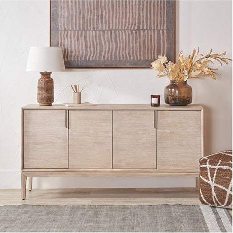 Gio White Sand Acacia 4 Door Sideboard - 80cm