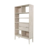 Gio White Sand Acacia 2 Drawer, 7 Niche Shelf Shelving Unit - 180cm