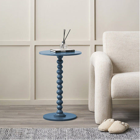 Margot Navy Wood Bobble Side Table - 59cm