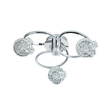 Endon Seraphine 3 light semi-flush ceiling light with looped polished chrome arms and faceted crystal shades on a plain white background.