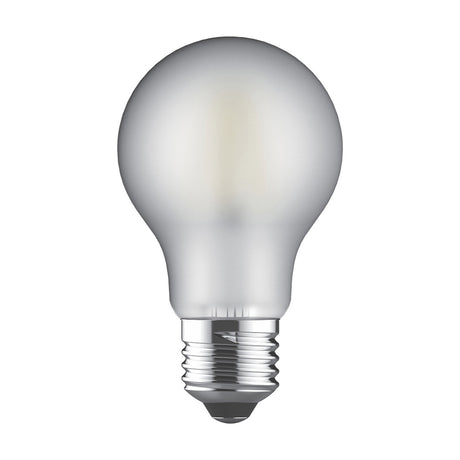 Frosted glass E27 LED bulb, classic pear shape with chrome screw cap, 4W 2700K warm white, 60mm size, shown on a plain white background.