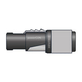 Neutrik NAC3FXXB-W-S PowerCon 20A power-out cable connector with grey locking housing and black strain relief, shown side-on against a plain white background.