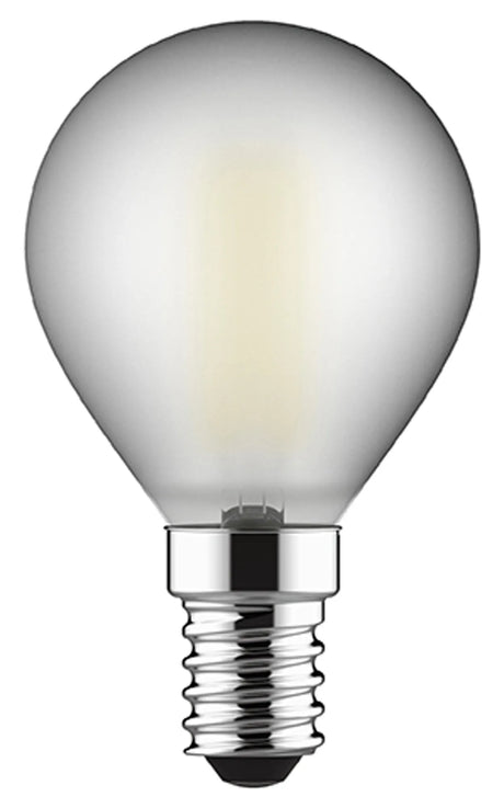 Frosted glass golf ball LED bulb, E14 fitting, 4W warm white 2700K, shown on a plain white background with chrome-effect cap.