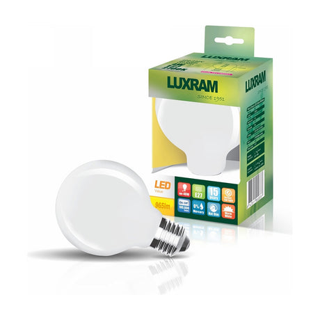 Value E27 8W Globe Bulb 80mm 2700K 965lm in opal, shown upright on a plain white background.
