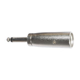 QTX 6.3mm mono jack to XLR male adapter with silver metal housing, shown on a plain white background.