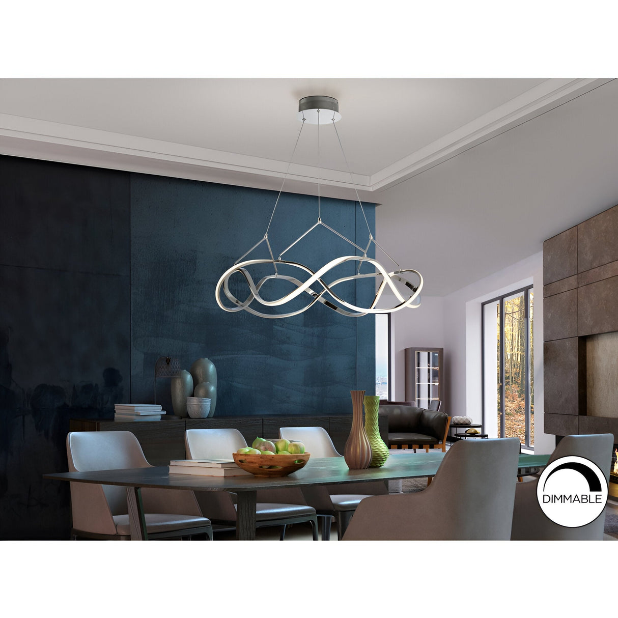 Molly Dimmable LED Medium Circular Suspension Light - Chrome