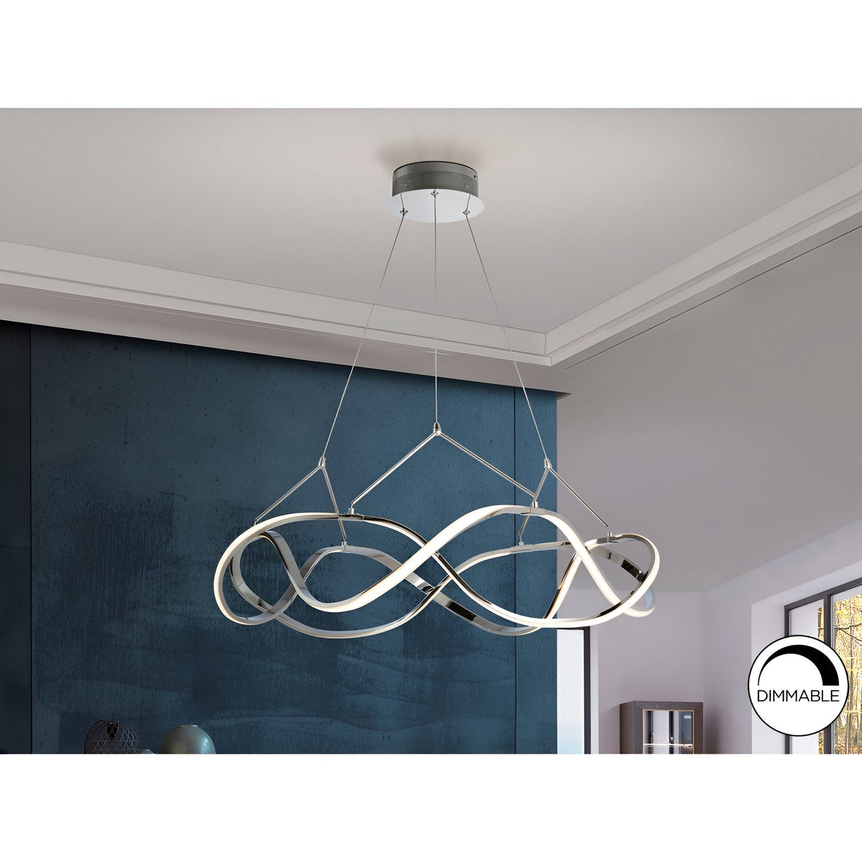 Molly Dimmable LED Medium Circular Suspension Light - Chrome