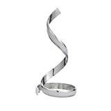 Endon Neve table lamp in polished chrome with a sculptural spiral form and integrated LED diffuser, shown on a plain white background.