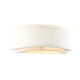 Endon Bramhurst wall light in un-glazed white ceramic with a curved wall-washer form diffusing light up and down, shown on a plain white background.