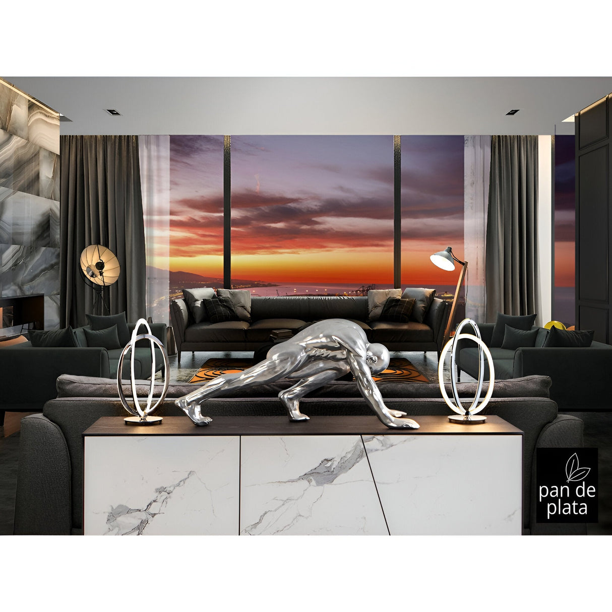 Asana Silver Leaf Human Sculpture - 92cm