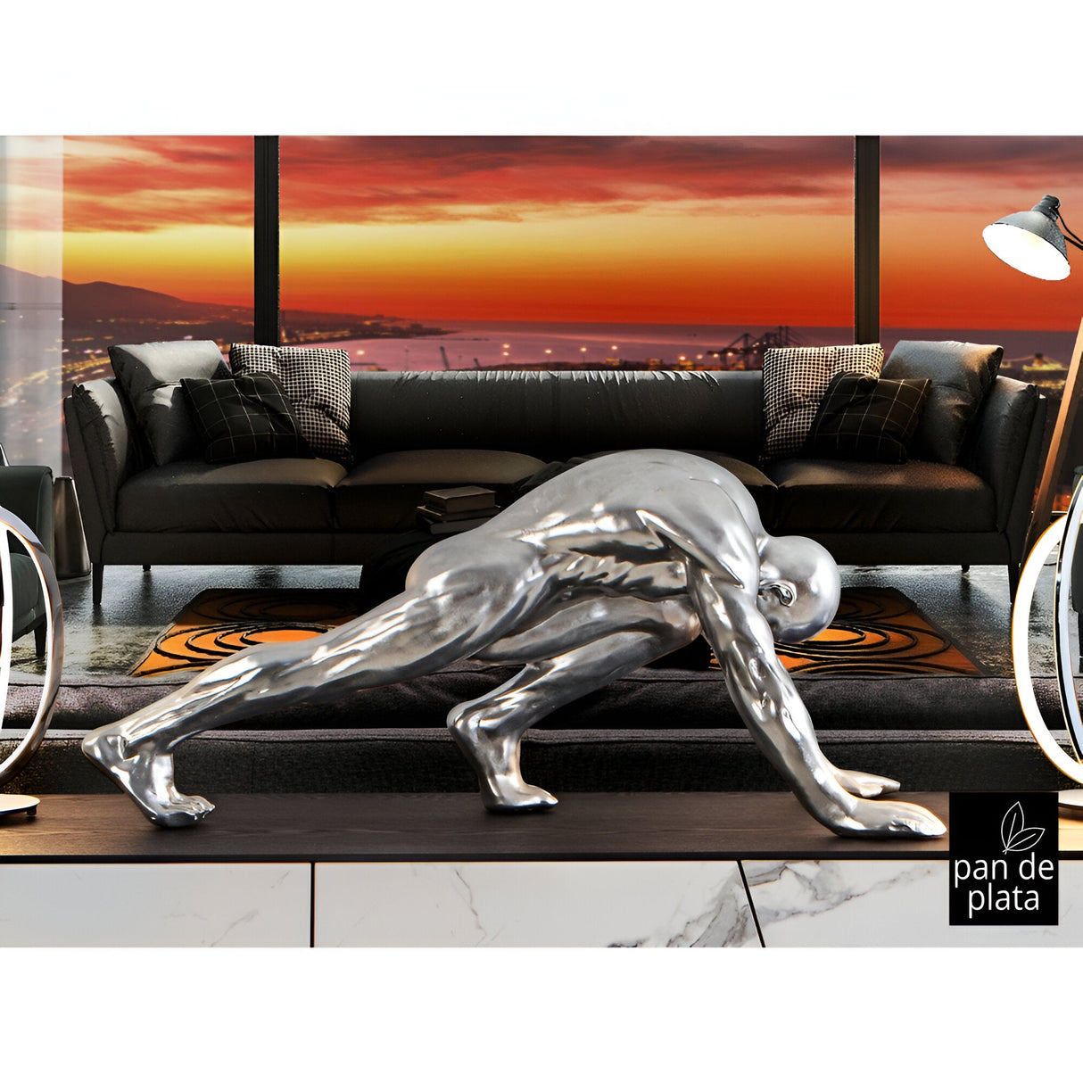 Asana Silver Leaf Human Sculpture - 92cm