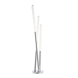 Endon Bramley three-light floor lamp with clear bubble-effect acrylic rods on a polished chrome base, shown against a plain white background.
