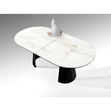 Capri 12–14 Seater Wood & Metal Extendable Dining Table – White Marble