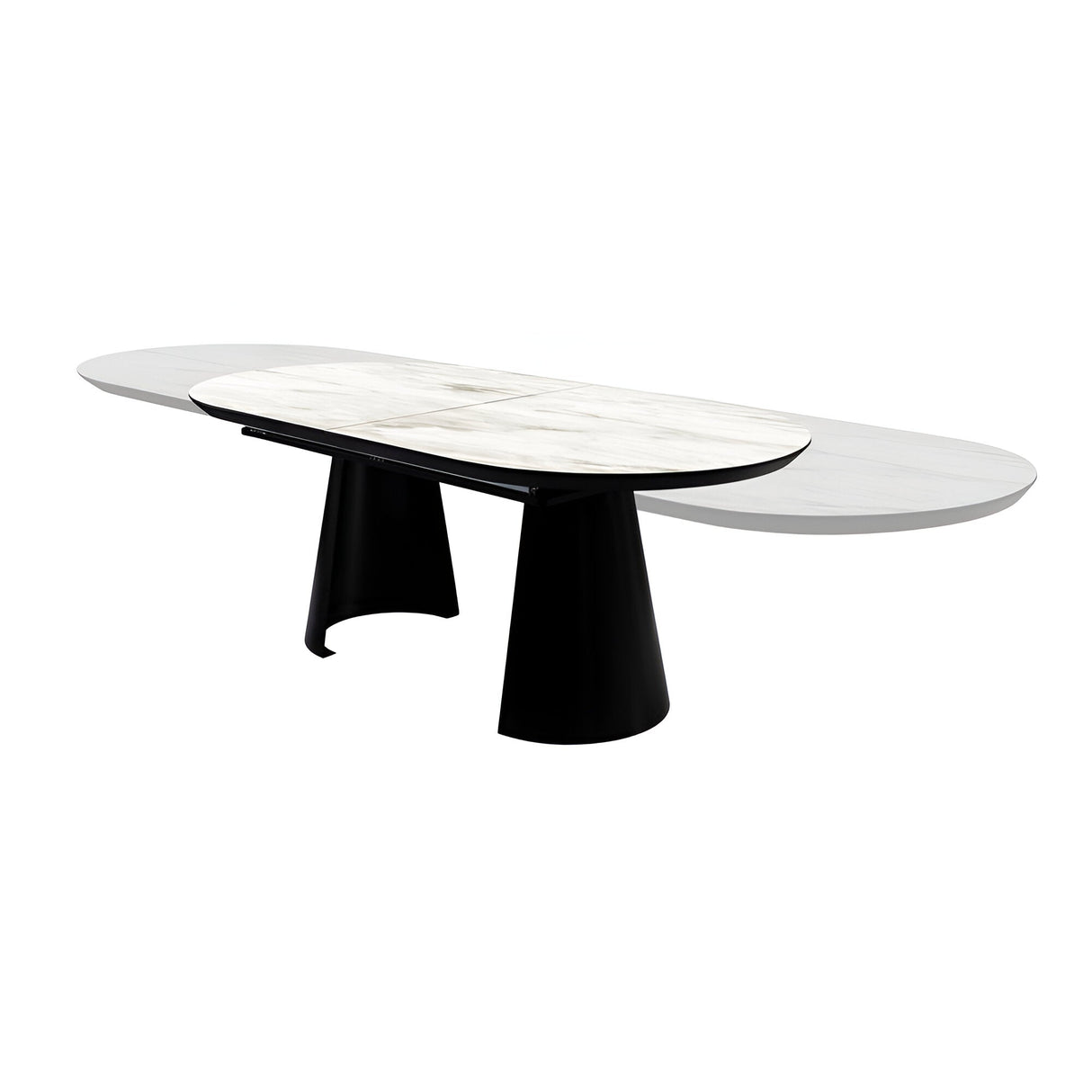 Capri 12–14 Seater Wood & Metal Extendable Dining Table – White Marble