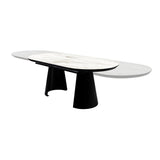 Capri 12–14 Seater Wood & Metal Extendable Dining Table – White Marble